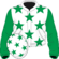 White, emerald green stars, sleeves and stars on cap